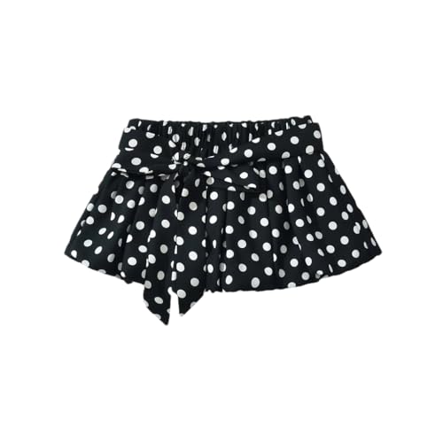 Womens Vintage Polka Dot Y2K Skirt Low Waist with Belt Mini Skirts Party Clubwear