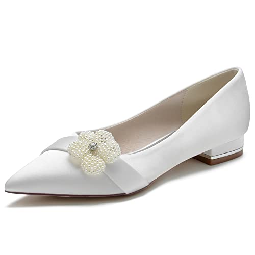 Women's Pointed Toe Flats Wedding Shoes Bridal Flats Evening Prom Party Dress Shoes 2.5Cm - Main Image