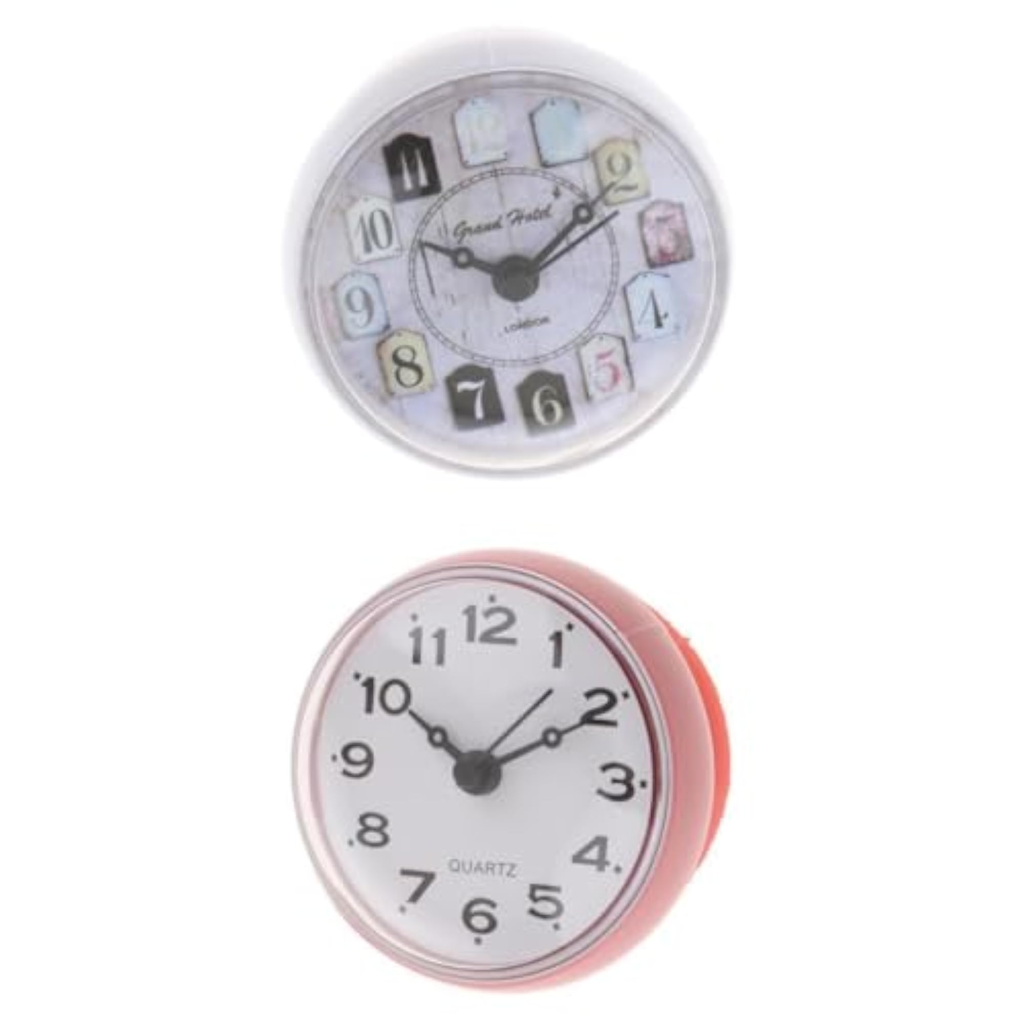 2pcs Waterproof Bathroom Shower Wall Clock with Suction Cup
