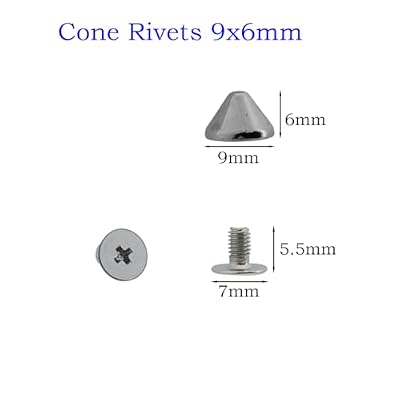 90 Sets Cone Spikes Screwback Studs Rivets Metal Spikes Studs for Punk Style Clothing Bullet Shoes Bags Dog Collars Accessories DIY Craft Decoration (Cone 7x20mm)