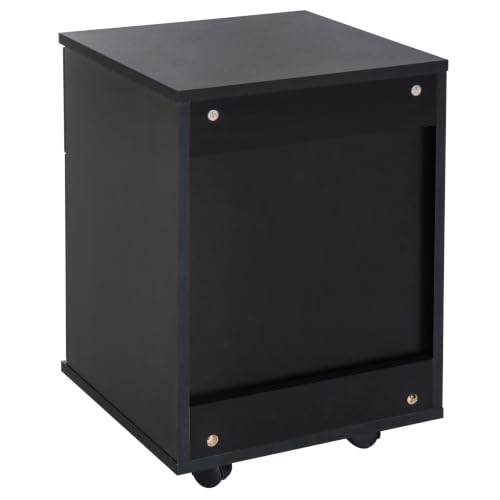 Miniatura 8 de Homcom Cajonera De Oficina Y Hogar Tipo Archivador De Madera Móvil Con Ruedas Y 2 Cajones 41x39x58cm Negro
