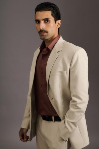 Image of BEYOURS Men's Full Sleeve Shirt Regular Fit Spread Collar 100% Cotton Satin Office & Formal.
