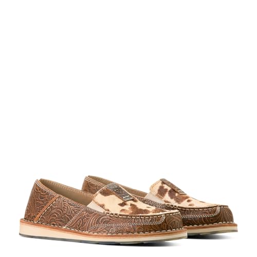 Image of ARIAT Women's Cruiser, Tan Floral Emboss /Tan and White Brindle Hair On, 7