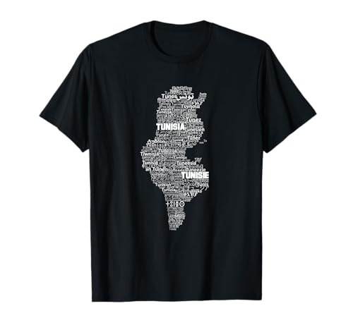 Mapa de Túnez, Túnez en idiomas del mundo Camiseta