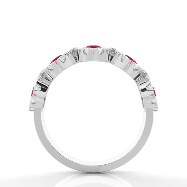 Half Eternity Gemstome Ring Custom Silver 10K/14K/18K Gold Ruby/Sapphire/Emerald/Amethyst Wedding Band Rings with Moissanite/Lab Grown Diamond Ring For Women4