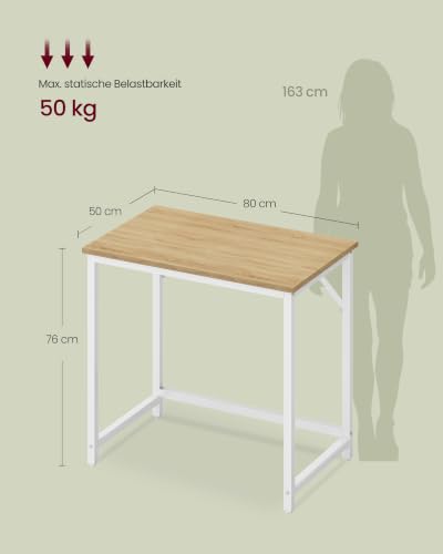 VASAGLE Tisch, Computertisch, Bürotisch, 80 x 50 x 75,5 cm – Ansicht 5