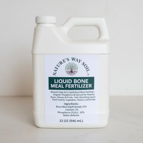 Nature's Way Soil Liquid Bone Meal Fertilizer – 32 Ounce/1 Gallon Organic Phosphorus & Calcium for Healthy Roots, Flowers & Fruits – Fast-Absorbing Liquid Plant Food for Vegetables, Flowers, Trees