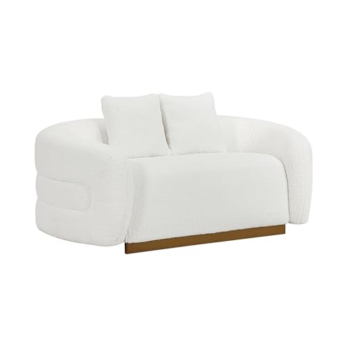 Image of Lexicon Love Seat Cloud Sofa with 2 Accent Pillows, Sherpa Loveseat Couches for Living Room /Waiting Room /Office /Apartment, 71 inch Loveseat, White