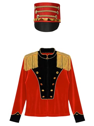 Girls Long Sleeve Zipper Front Velvet Jacket with Soldier Cap for Kids Carnival Marching Band4