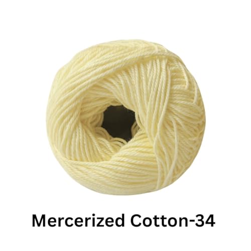 Image of VCR 4 Ply Baby Yellow 100% Mercerized Cotton Yarn, 60 Grams Hank, 190 Meters Length, Cotton Combed Ball, Smooth and Glossy Crochet Yarn for Crochet and Knitting, Pack of 1, Suitable for DIY Crafts