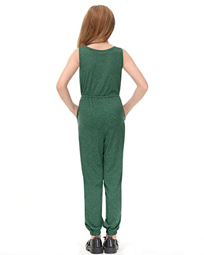 Besserbay Child Girls Casual Sleeveless Strap Green Long Jumpsuit Summer Button Tank Romper Overalls 7-8 Years #TOP5