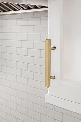 Image of Amerock 10 Pack 3-3 /4 inch Bar Pulls Square Champagne Bronze Drawer Pull | 3-3 /4 inch (96mm) Center-to-Center Mounting Distance and 6-1 /16 inches Overall Length, Durable Zinc Cabinet Hardware