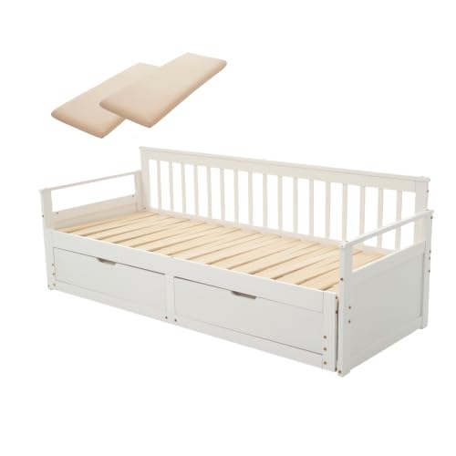 Amazon｜ソファーベッド 伸縮式 3人掛け 木製 引き出し付き 収納