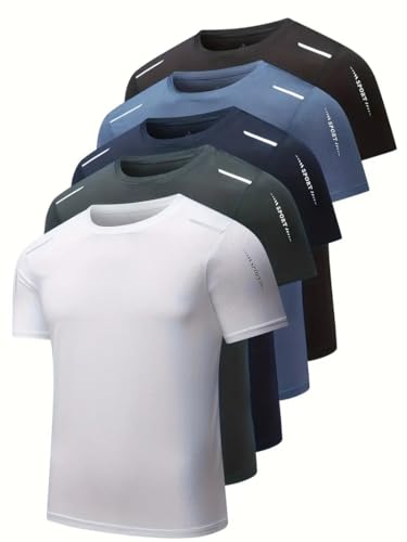 Quick Dry Ice Silk Athletic T-Shirts for Men Athletic Short Sleeve Moisture Wicking Tee for Running Training 1 Piece White 5X-Large