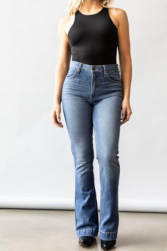 Kimes Ranch Women's Jennifer Casual Durable Western Ultra-High Rise & Wide Flare Leg Denim Black Jeans2