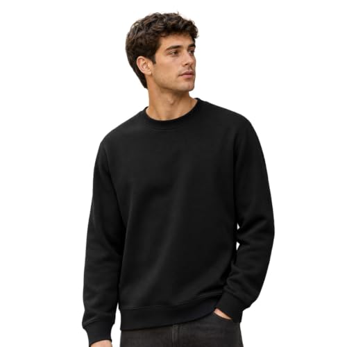 Image of Nobero Sweatshirts for Man Stylish | 280 GSM Rich Cotton Fleece Solid Regular Fit Full Sleeve Sweatshirt for Men | Stylish Casual Wear Winter Crew Neck Sweatshirt for Men
