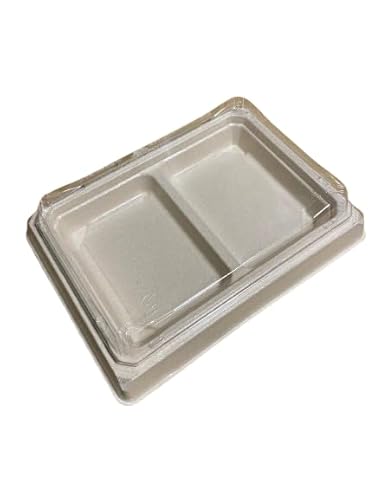 使い捨て弁当容器 透明蓋付き 2コンパートメント 業務用パック 50入り