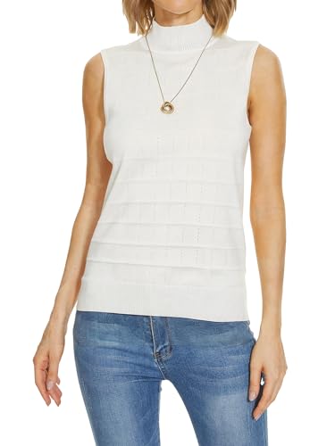 Image of INKOFF Sleeveless Mock Neck Turtleneck Knit Tops Women Dressy Casual Sweater Vest Business Work Tank