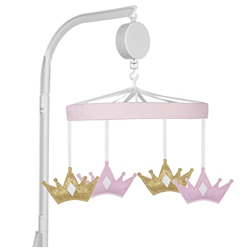 Image of Sammy & Lou Tiara Princess Baby Crib Mobile with Music, Crib Mobile Arm Fits Standard Crib Rail