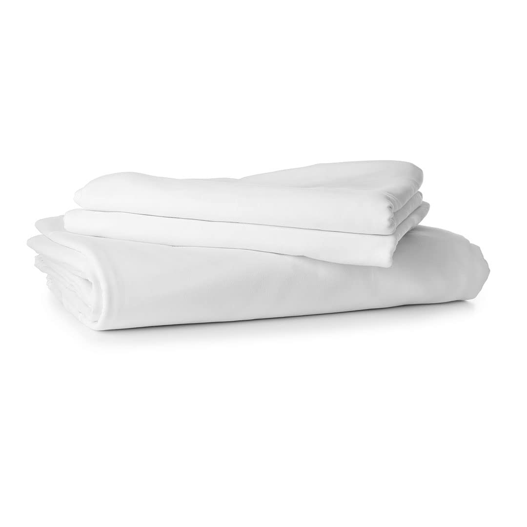 King Size Cotton Fitted Bed Sheet with 2 Pillowcases- 400 Thread Count- 100% Long Staple Cotton Fitted Sheet (180x200cm), Pillowcases (50x75cm)- White Fitted Sheet Fits up to 40cm- Hotel Bed Linen