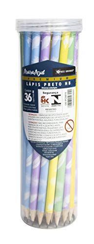 Lápis Preto HB Premium Redondo - Tubinho 36Un- Estampas Sortidas, Bee Unique
