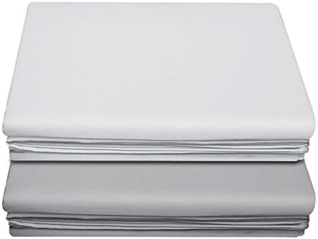 LiveComfort 2-Pack Flat Sheet, Extra Soft Brushed Microfiber Flat Sheet, Machine Washable Wrinkle-Free Breathable (Grey, Single)