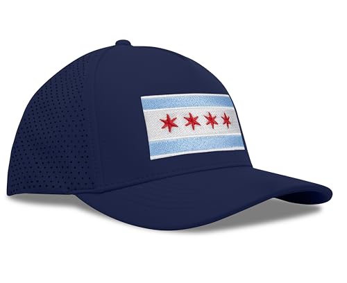 Image of Performance Golf Hat – Adjustable Snapback Trucker Baseball Cap for Men & Women - Jetset Series (Chicago, Pacific Blue)