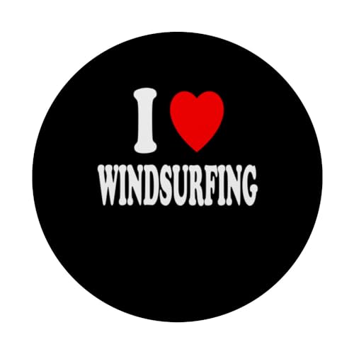 I Heart (Love) Windsurfing Surfing Sailing Sailboarding PopSockets Swappable PopGrip, Black - Image 3