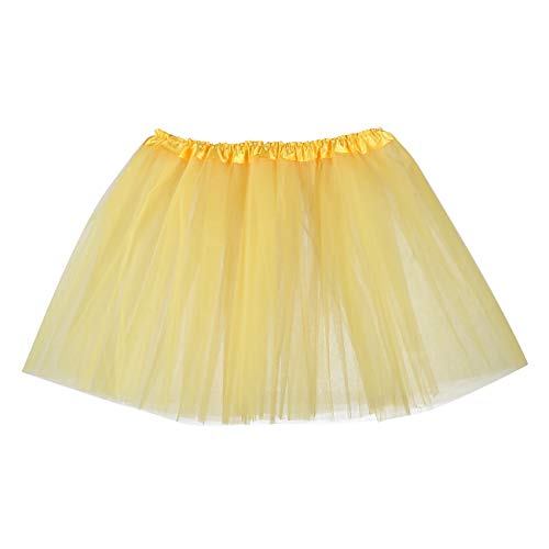 Edhomenn Falda tutú de ballet para mujer, falda de tul de color sólido, minifalda de Halloween, falda de fiesta, falda de princesa, trajes de baile y rave, 02 Amarillo, Altoa única