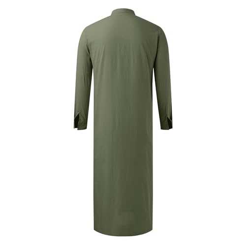 Generic Robes For Men Big and Tall Kaftan Men Thobe with Pocket Muslim Stand Up Collar Men Thobe Long Sleeve Kaftan Thobe2