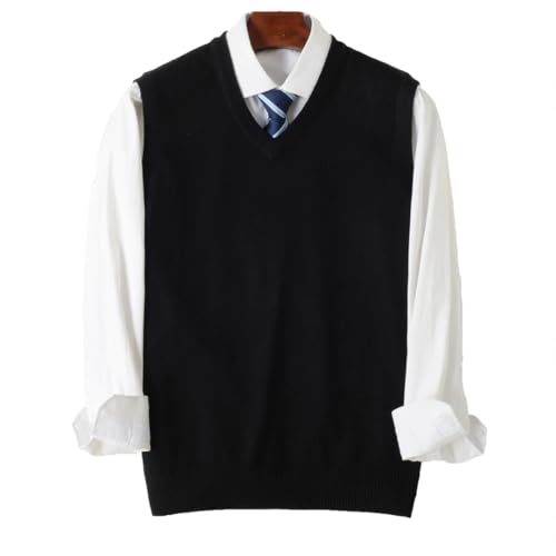 Men's Loose V-Neck Sleeveless Sweater Vest Computer Knitted Business Casual Pullover Sweater3