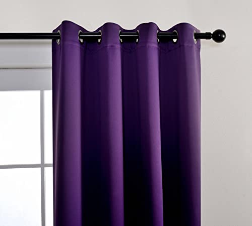 Miuco Room Darkening Grommet Blackout Curtains For Bedroom 52X63 Inch Purple 2 Panels #TOP5