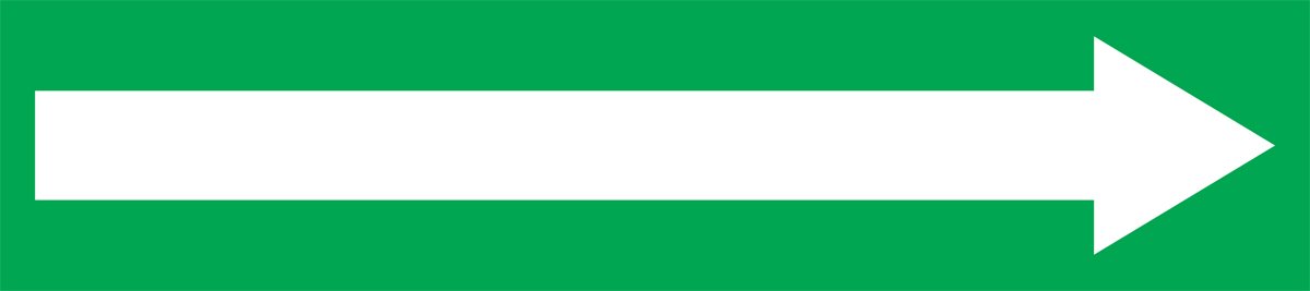 AccuformRPK753SSD Self-Stick "LONG ARROW" PIPE Marker for 2-1/2" to 6" OD Pipe, White on Green, 2-1/2" H x 12" W