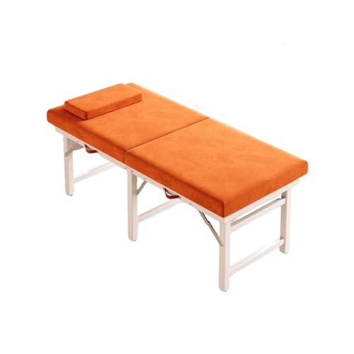 Genérico Cama de Masaje Ligera,Cama de SPA Plegable,Diseño Ajustable de Dos Secciones,para Salones de Belleza, Salones de Tatuajes de Fisioterapia(Orange)