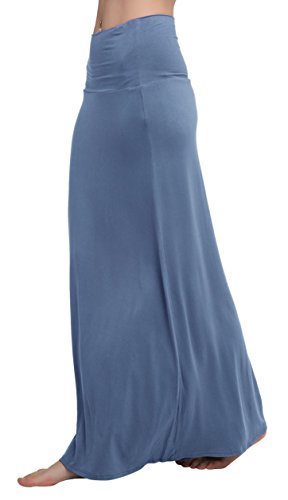 Image of Urban CoCo Women's Stylish Spandex Comfy Fold-Over Flare Long Maxi Skirt