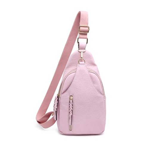 JEN & CO. Nikki Crossbody Sling Bag for Women Vegan Leather Fanny Pack Purse Trendy Chest Bag for Travel