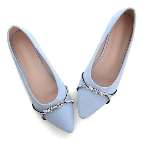 Image of TN TANGNEST Womens Casual Flats Chain Ballet Flats | Fashion Pointed Toe Rhinestone Flats, Comfort Slip On Dress Shoes for Business Work Office Wedding Party