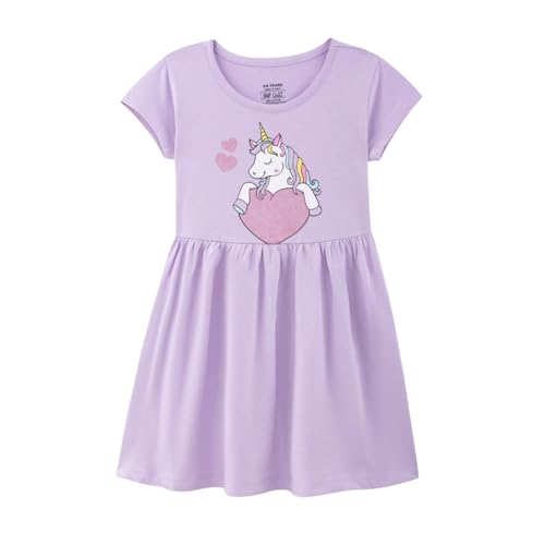 Image of Nap Chief Girls Printed Round Neck Fit & Flare Dress | Cotton Knee Length Half Sleeve Girls Summer Dress for Casual Wear
