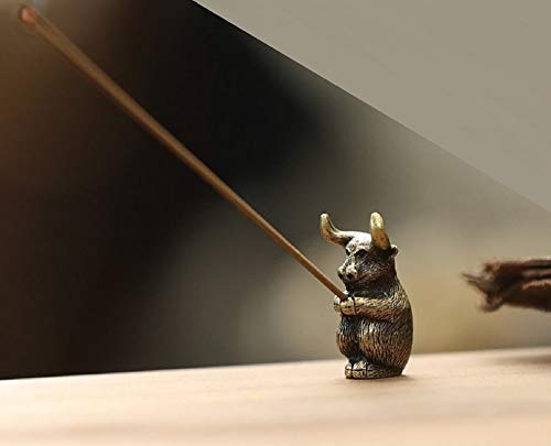 Dmtse Brass Mini Antique Cow Statue Incense Holder Burner Ornaments Meditation Serene Statue Figurine Collectible #TOP3