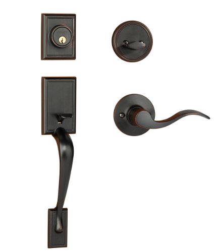 Dynasty Hardware RID-HER-100-12PL Ridgecrest Front Door Handleset, Aged Oil Rubbed Bronze, With Heritage Lever, Left Hand