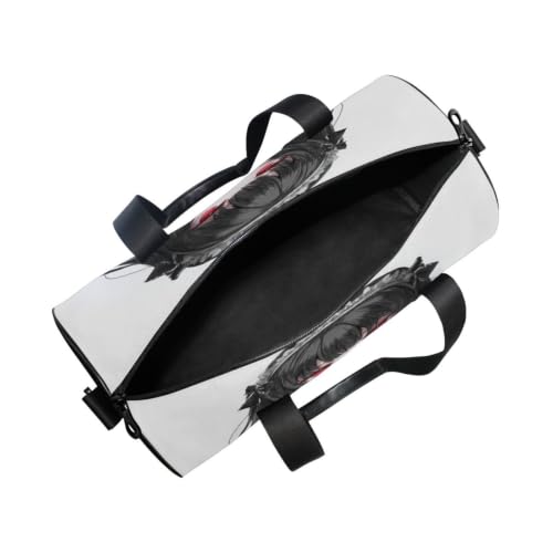Bolsa de gimnasio unisex negra con grabado estilo anime gótico 5