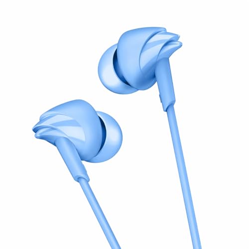Image of boAt BassHeads 212L Wired in-Ear Earphones with 10mm Drivers, Deep Bass, in-Line Mic, 3.5mm L-Shaped Jack, 120cm Durable Cable, Comfortable ABS Eartips, Universal Compatibility (Active Blue)