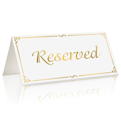 YILANPIN 18 Pack Reserved Table Signs 7.1 x 7.5 inch Gold Folded Reserved Seating Signs Large Paper Table Tent Cards for Wedding Party Restaurant Event Meeting Seats Chairs Places