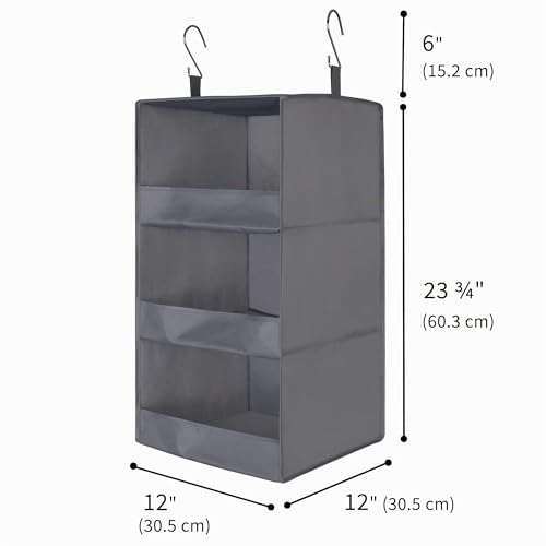 Miniatura 3 de Granny Says - Organizador De Armario Colgante 3 Estantes, Plegables Para Colgar En El Y Autocaravana, Gris, 50,2 Cm Alto X 30,5 Ancho Profundidad, 1 Unidad