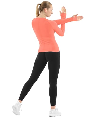 Image of MathCat Seamless Workout Shirts for Women Long Sleeve Yoga Tops Sports Running Shirt Breathable Athletic Top Slim Fit XS-XL