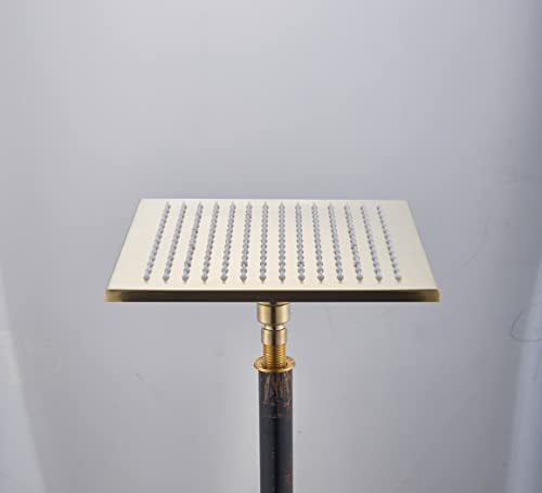Senlesen Bathroom Rainfall Shower Head 16 Inch Square Overhead Replacement Head Brushed Gold #TOP3