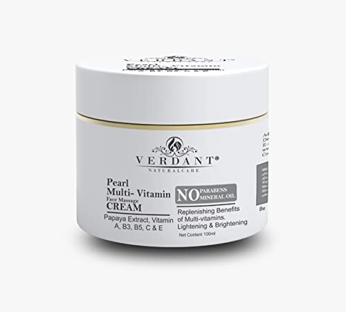 Verdant Natural Care Pearl Face Moisturizer Cream with Papaya Extract | Multi-Vitamin Face Moisturizer | Skin Brightening Face Cream | Deep Hydrating, Nourishing & Moisturizing Cream – No Parabens & Sulphates -100 ml