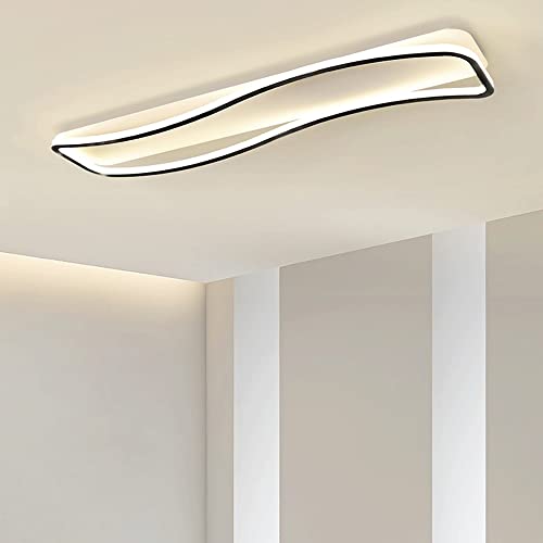 Lámpara de techo lineal LED negra de diseño delgado con 3 tonos de luz para dormitorio 4