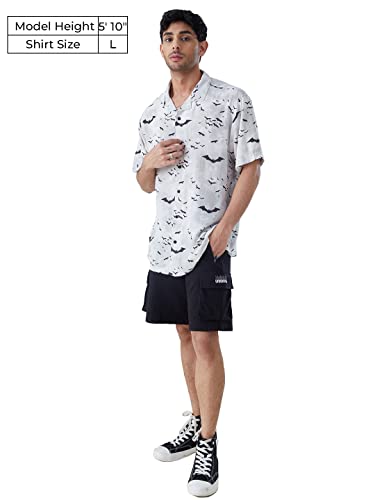 Image of The Souled Store| Official Batman: Go Hawai Mens and Boys Summer Shirts|Regular fit Graphic Printed| 100% Rayon White Color Summer Shirts Shirt for Men Casual Half Sleeves Regular Fit Printed Stylish
