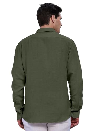 Image of Classic Black Linen Cotton Button-Down Shirt, Full Sleeves, Slim Fit, Casual Wear